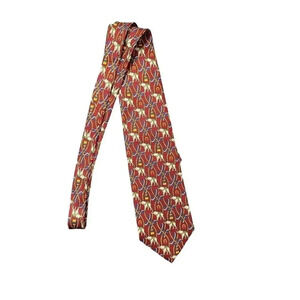 Michiko London Men's Red Silk Elephant Print Necktie Size OS